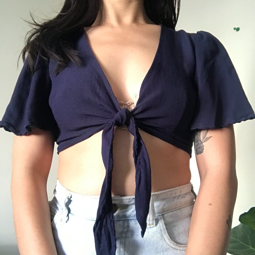 Navy Blue Crop Top